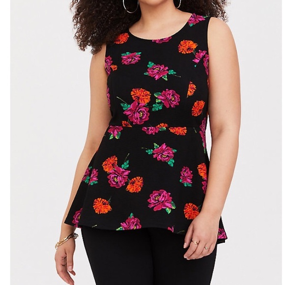 torrid Tops - NWT TORRID Black Foral Hi-Lo Top